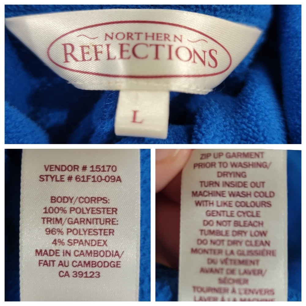 Vintage Northern Reflections Fleece Zip Up Jacket Blue Warm Cozy Women’s L - Picture 13 of 15